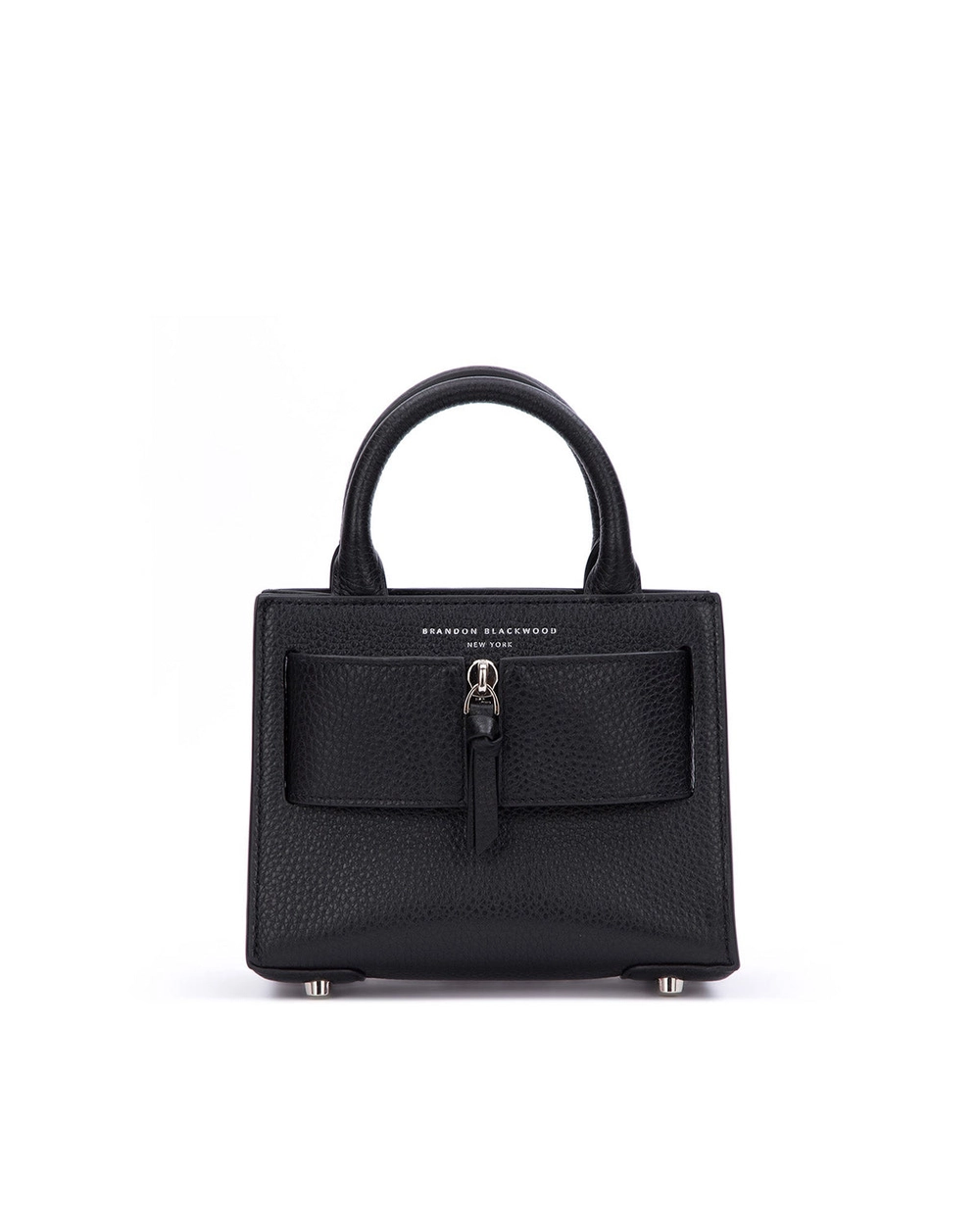 Kuei Bag in black leather with silver hardware